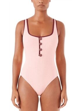 NWT Kate Spade One-Shoulder Swimsuit Size XL – Pink with Burgundy Trim & Floral